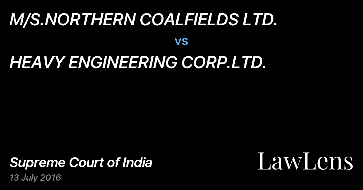 Preview image for M/S.NORTHERN COALFIELDS LTD. vs. HEAVY ENGINEERING CORP.LTD.