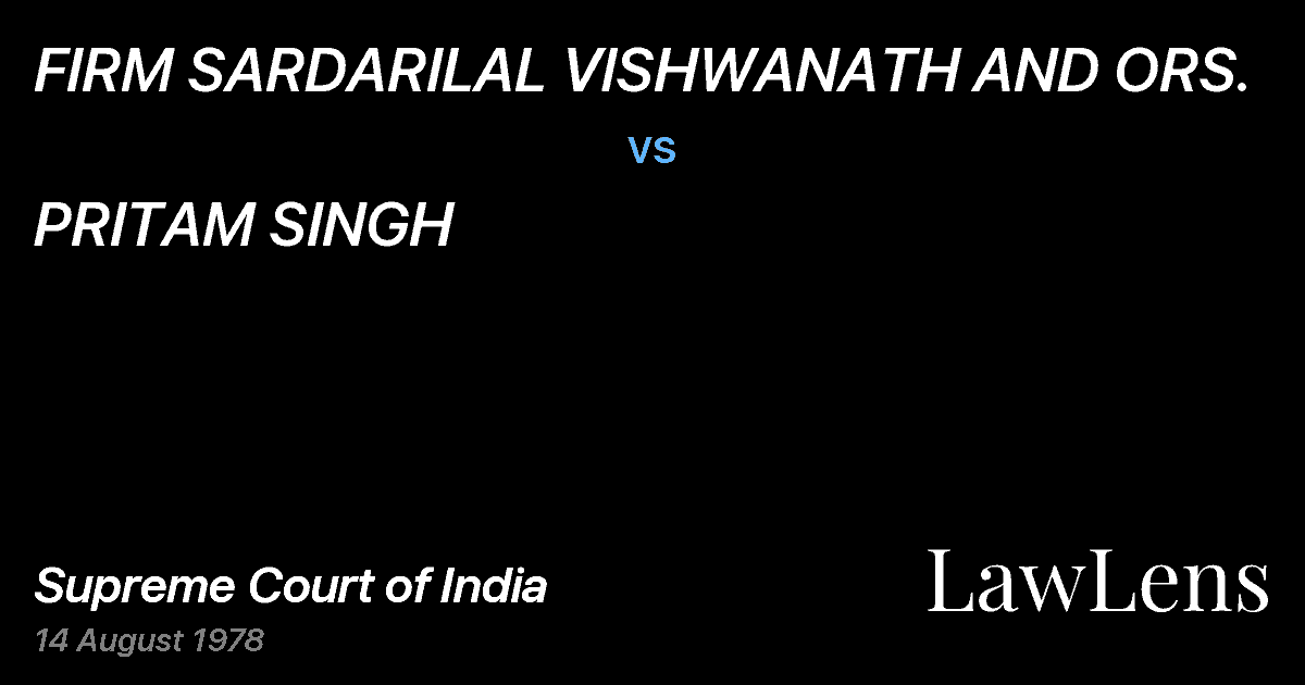 Preview image for FIRM SARDARILAL VlSHWANATH AND ORS. vs. PRITAM SINGH