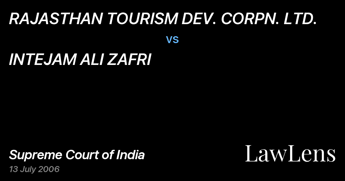 Preview image for RAJASTHAN TOURISM DEV. CORPN. LTD. vs. INTEJAM ALI ZAFRI