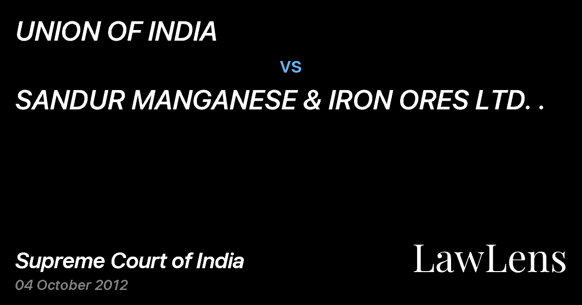 Preview image for UNION OF INDIA vs. SANDUR MANGANESE & IRON ORES LTD. .