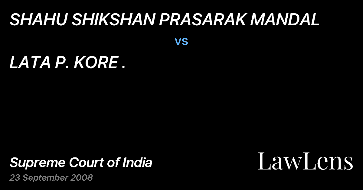 Preview image for SHAHU SHIKSHAN PRASARAK MANDAL vs. LATA P. KORE .