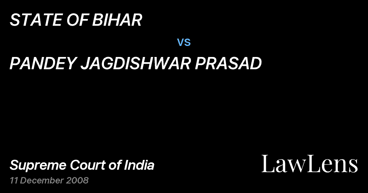 Preview image for STATE OF BIHAR vs. PANDEY JAGDISHWAR PRASAD