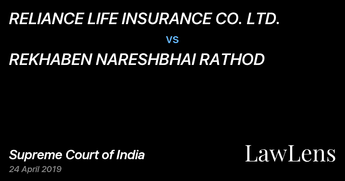 Preview image for RELIANCE LIFE INSURANCE CO. LTD. vs. REKHABEN NARESHBHAI RATHOD