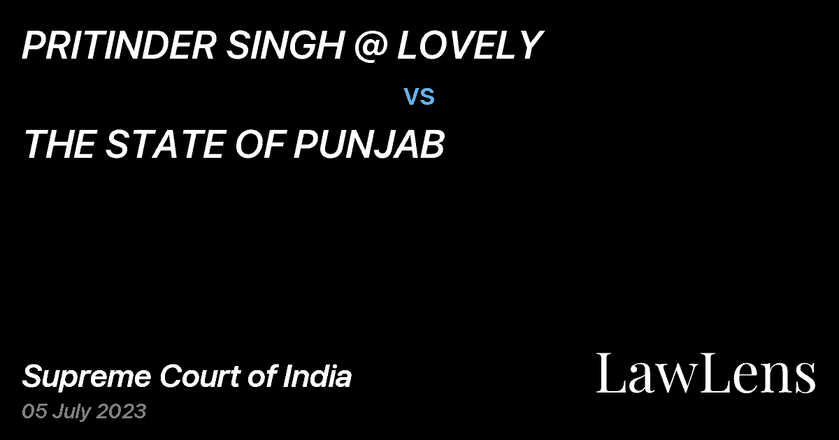 Preview image for PRITINDER SINGH @ LOVELY vs. THE STATE OF PUNJAB