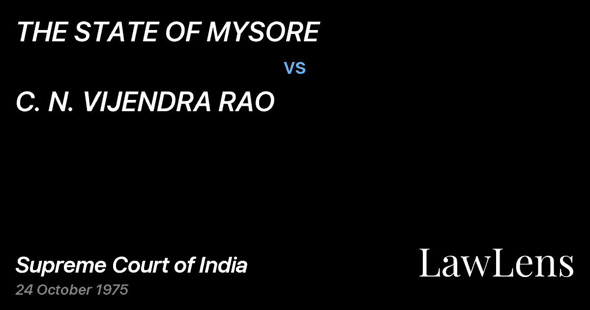 Preview image for THE STATE OF MYSORE vs. C. N. VIJENDRA RAO