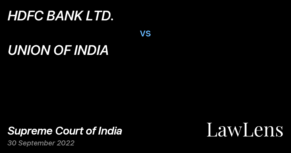 Preview image for HDFC BANK LTD. vs. UNION OF INDIA