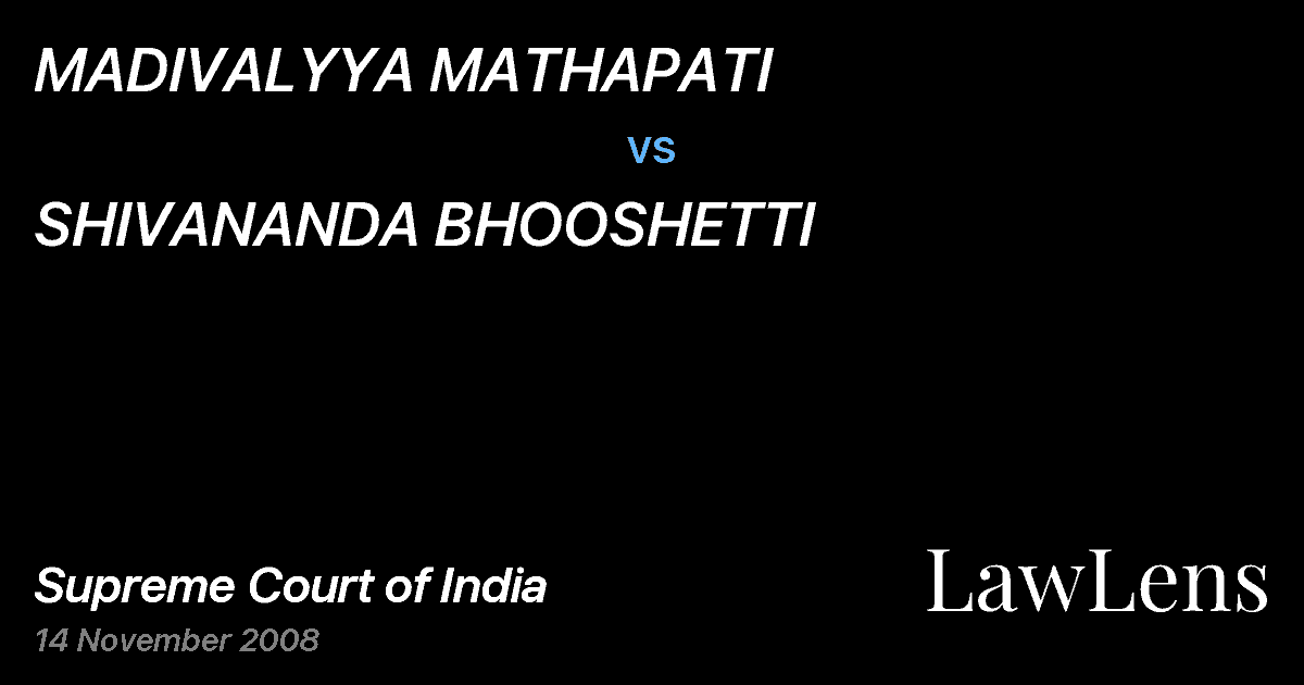 Preview image for MADIVALYYA MATHAPATI vs. SHIVANANDA BHOOSHETTI