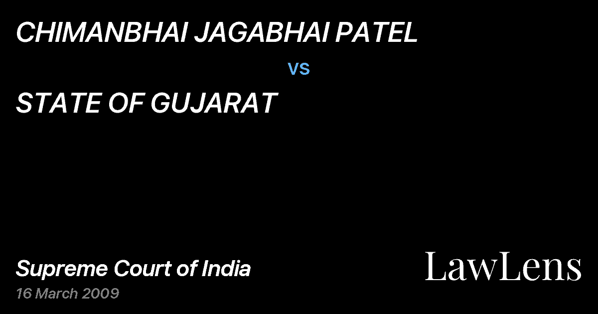 Preview image for CHIMANBHAI JAGABHAI PATEL vs. STATE OF GUJARAT
