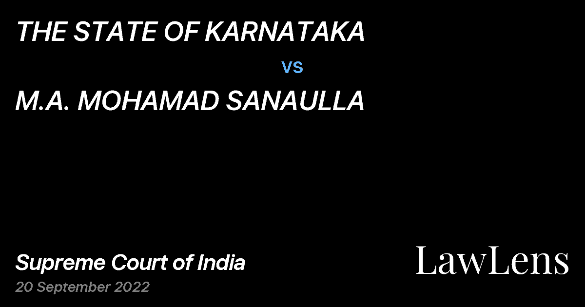 Preview image for THE STATE OF KARNATAKA vs. M.A. MOHAMAD SANAULLA