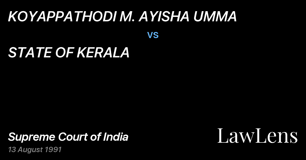 Preview image for KOYAPPATHODI M. AYISHA UMMA vs. STATE OF KERALA