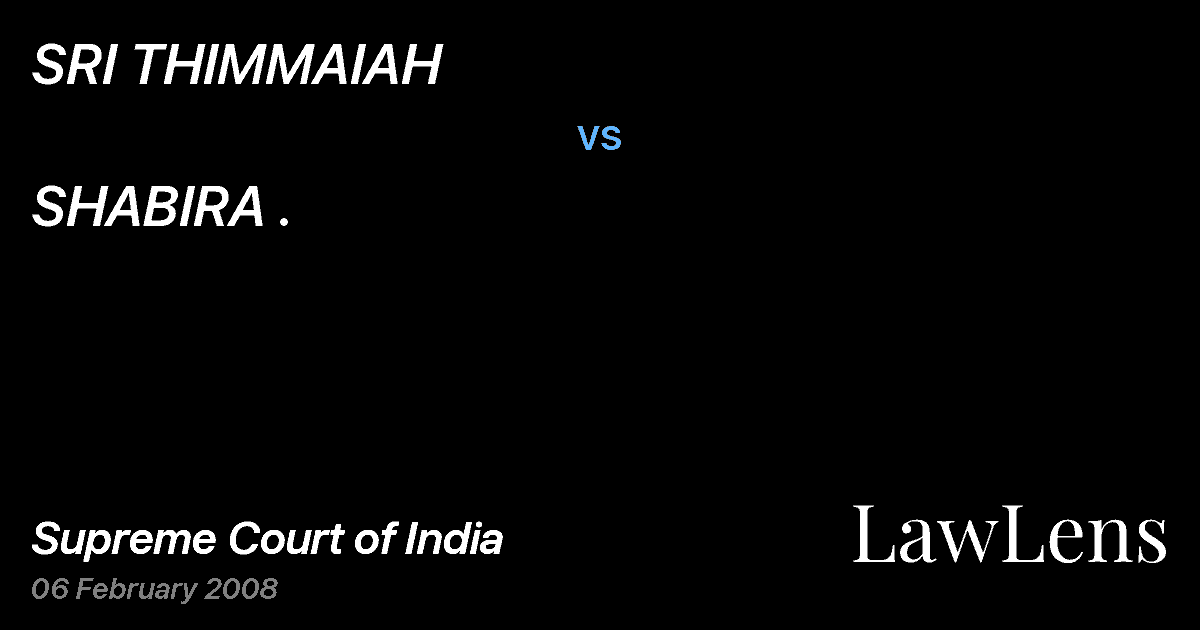 Preview image for SRI THIMMAIAH vs. SHABIRA .