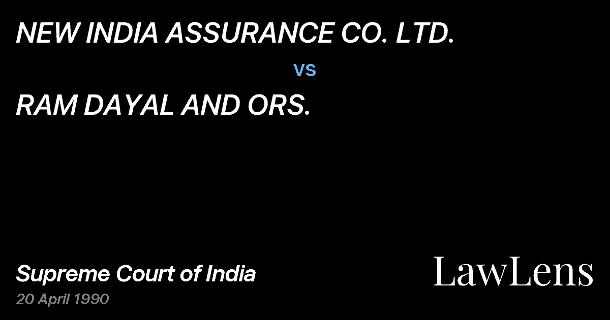 Preview image for NEW INDIA ASSURANCE CO. LTD. vs. RAM DAYAL AND ORS.