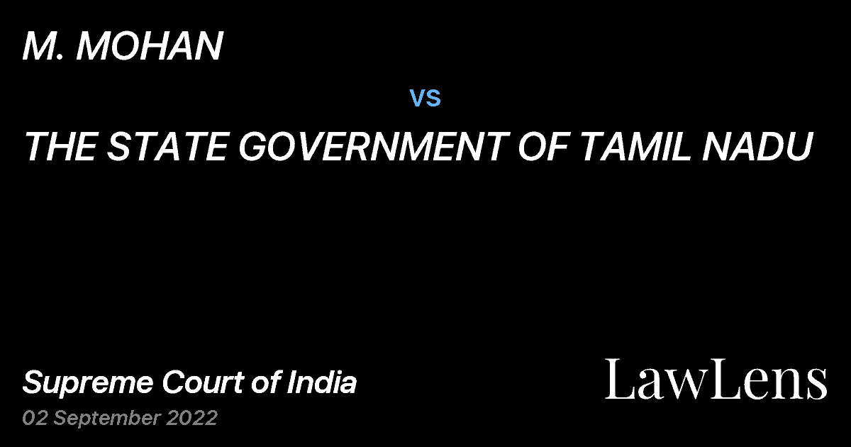 Preview image for M. MOHAN vs. THE STATE GOVERNMENT OF TAMIL NADU