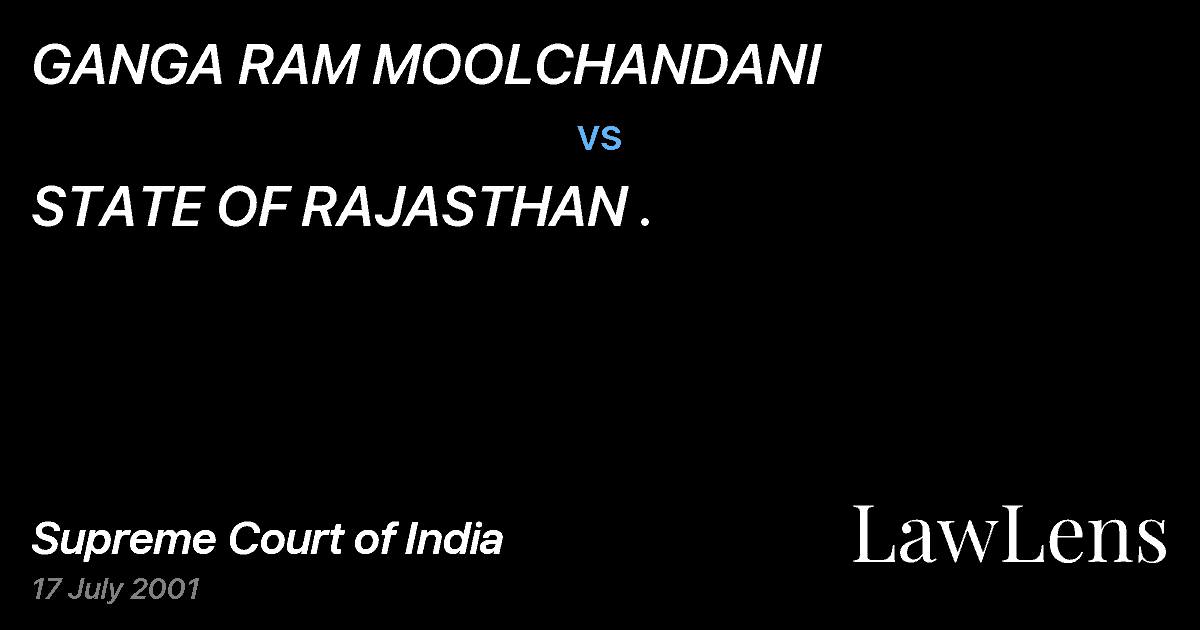 Preview image for GANGA RAM MOOLCHANDANI vs. STATE OF RAJASTHAN .