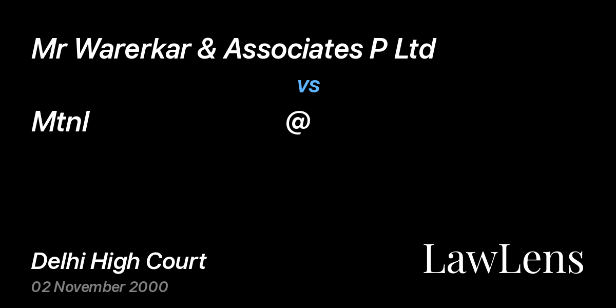 Preview image for Mr Warerkar & Associates P Ltd vs. Mtnl                              @