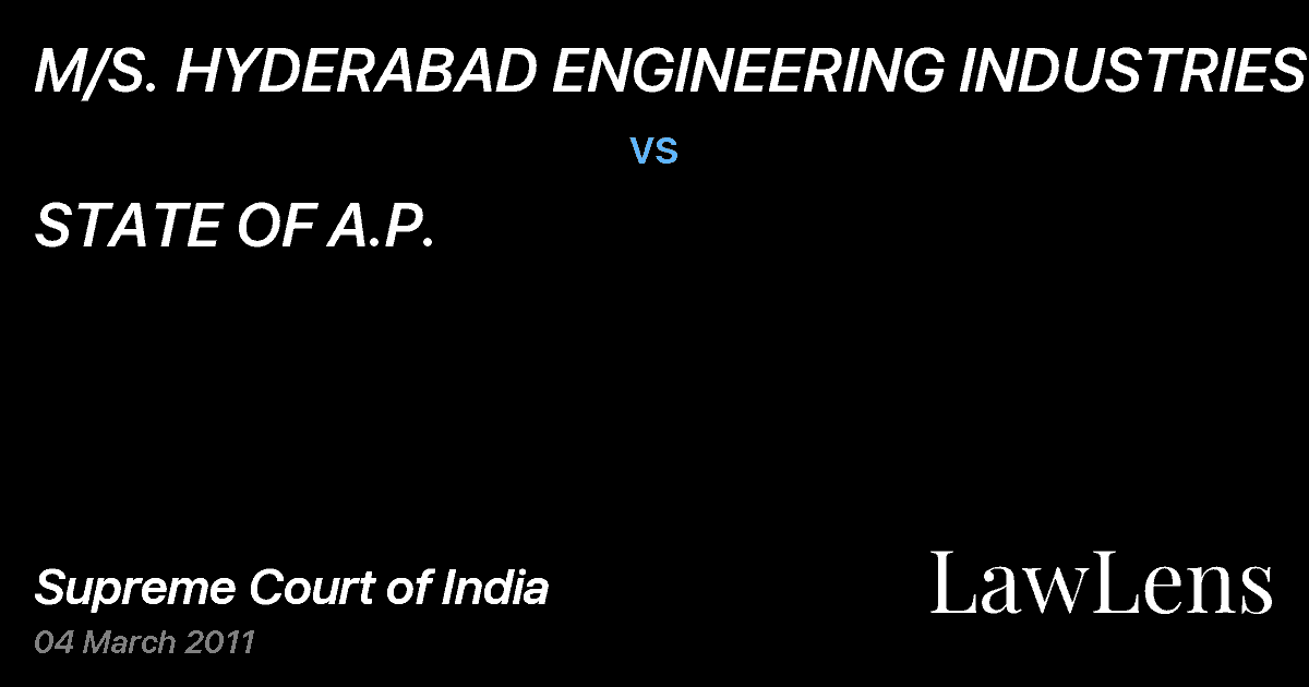 Preview image for M/S. HYDERABAD ENGINEERING INDUSTRIES vs. STATE OF A.P.