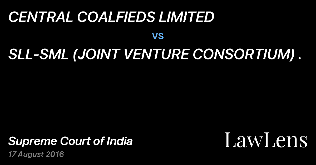 Preview image for CENTRAL COALFIEDS LIMITED vs. SLL-SML (JOINT VENTURE CONSORTIUM) .