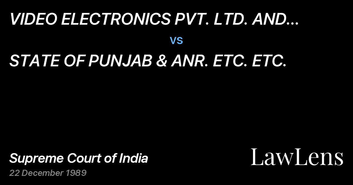 Preview image for VIDEO ELECTRONICS PVT. LTD. AND ANR. ETC. ETC. vs. STATE OF PUNJAB & ANR. ETC. ETC.