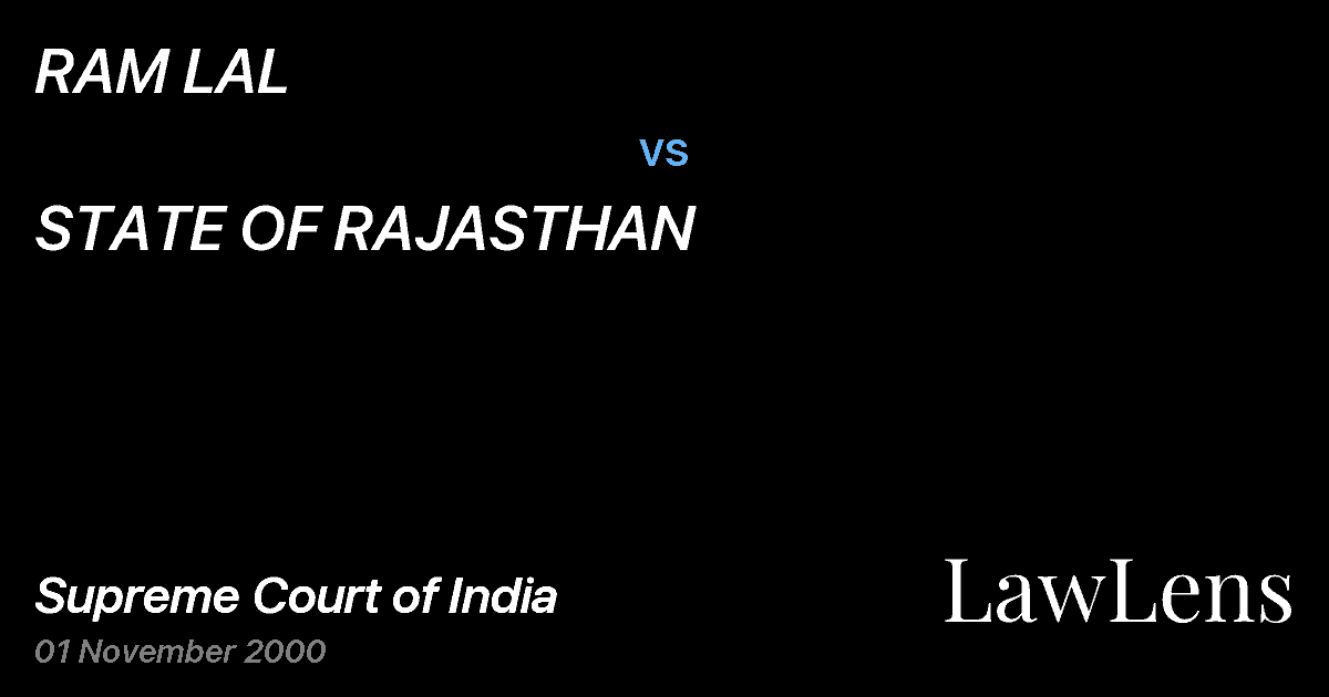 Preview image for RAM LAL vs. STATE OF RAJASTHAN