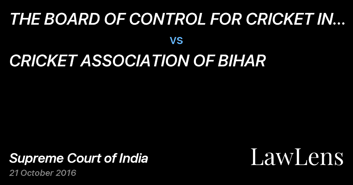 Preview image for THE BOARD OF CONTROL FOR CRICKET IN INDIA vs. CRICKET ASSOCIATION OF BIHAR
