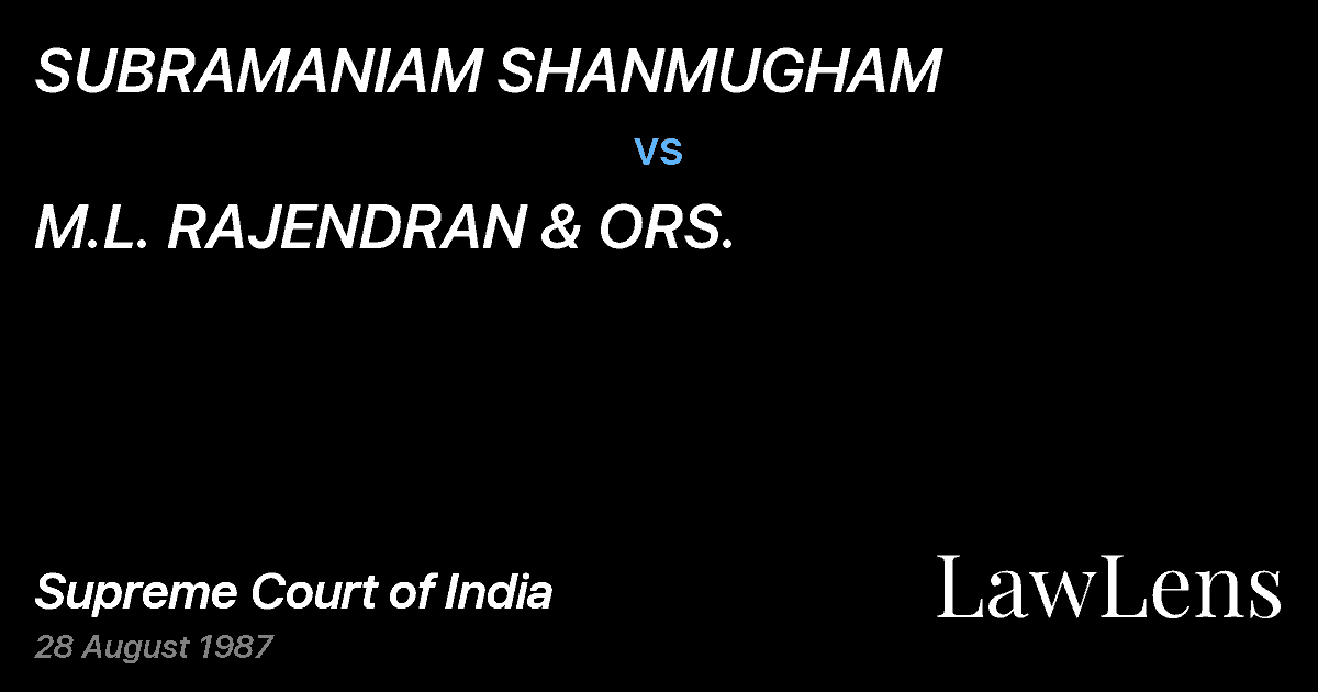 Preview image for SUBRAMANIAM SHANMUGHAM vs. M.L. RAJENDRAN & ORS.