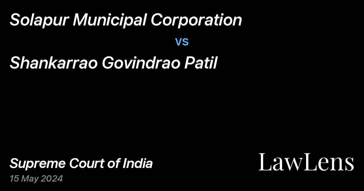 Preview image for Solapur Municipal Corporation vs. Shankarrao Govindrao Patil