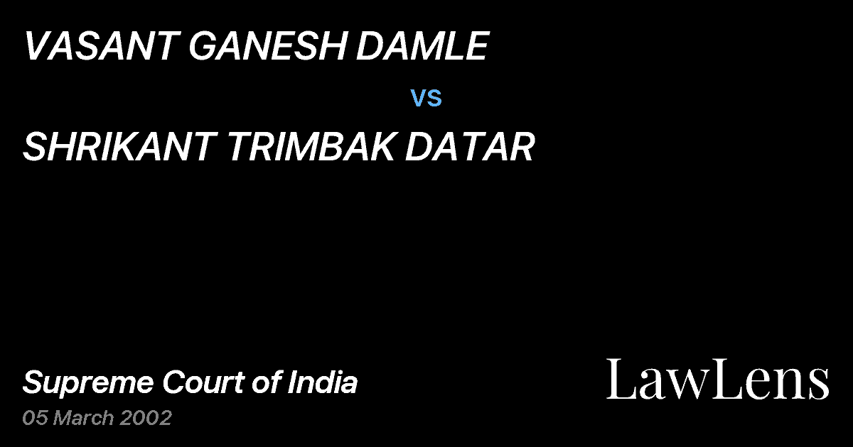 Preview image for VASANT GANESH DAMLE vs. SHRIKANT TRIMBAK DATAR