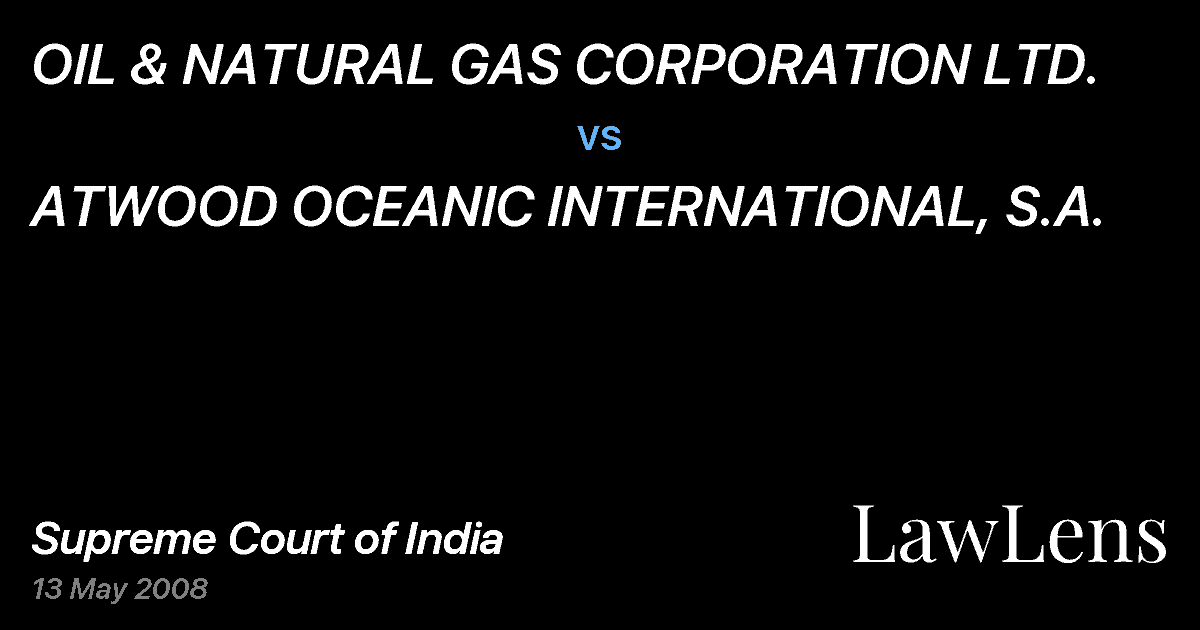 Preview image for OIL & NATURAL GAS CORPORATION LTD. vs. ATWOOD OCEANIC INTERNATIONAL, S.A.