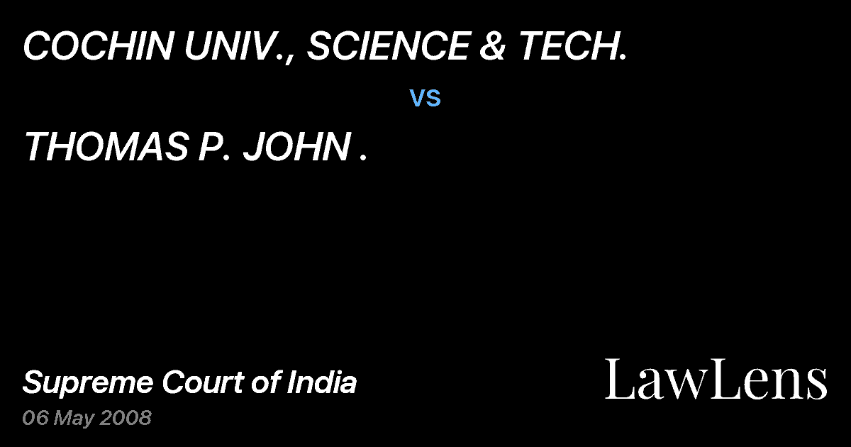 Preview image for COCHIN UNIV., SCIENCE & TECH. vs. THOMAS P. JOHN .