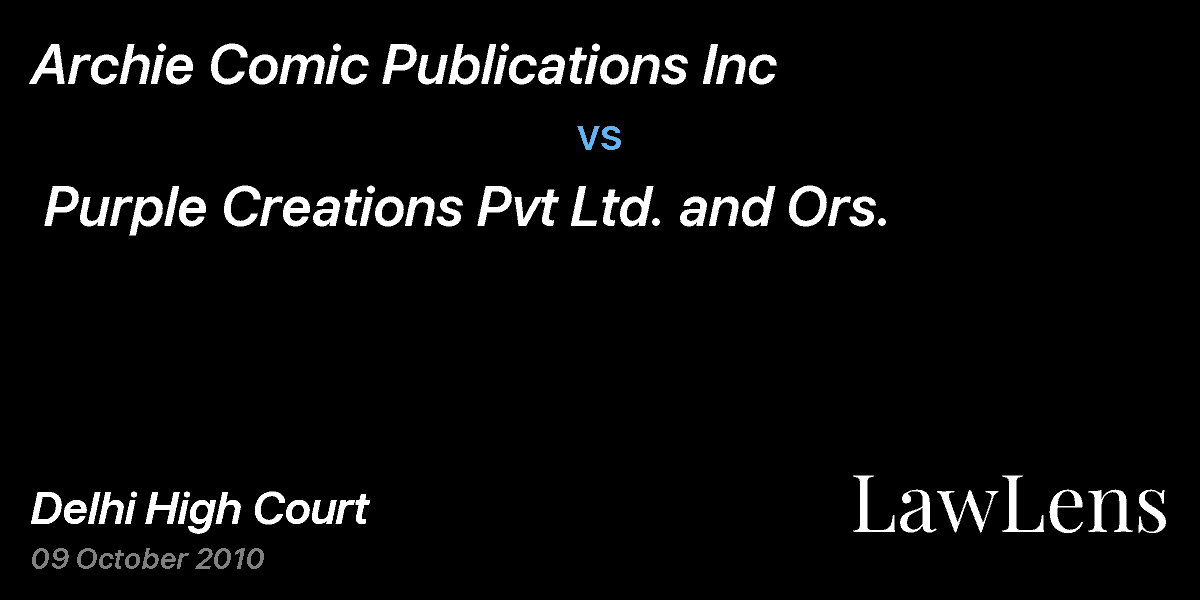 Preview image for Archie Comic Publications Inc vs. Purple Creations Pvt Ltd. and Ors.