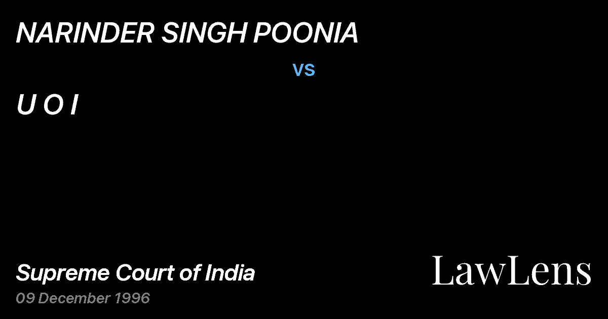 Preview image for NARINDER SINGH POONIA vs. U O I