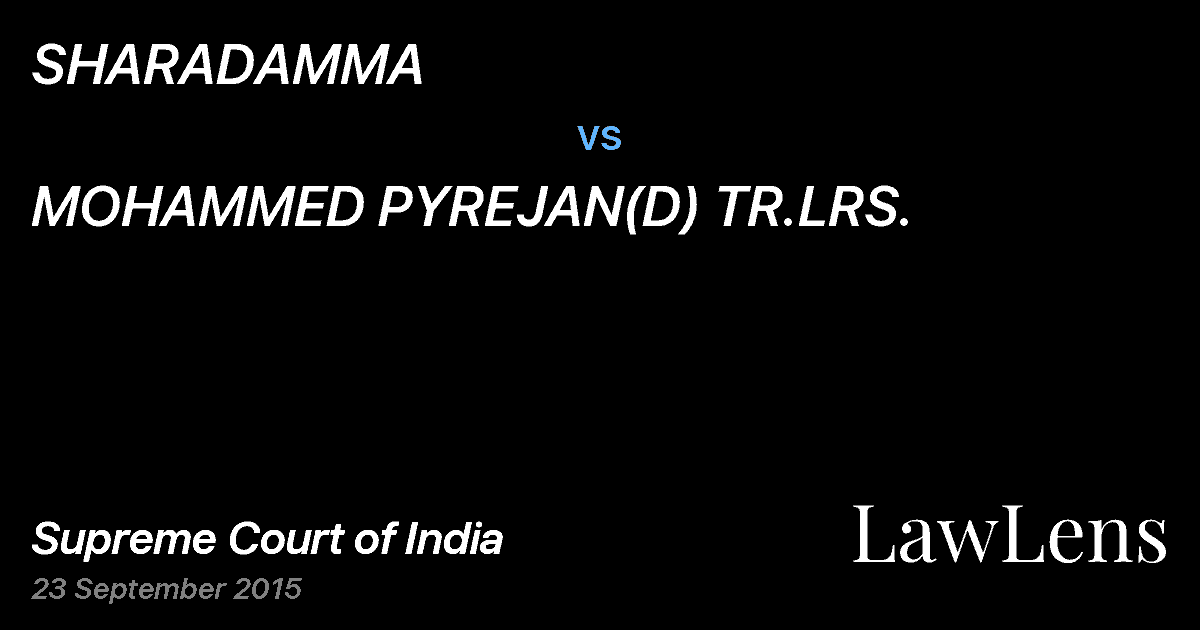 Preview image for SHARADAMMA vs. MOHAMMED PYREJAN(D) TR.LRS.