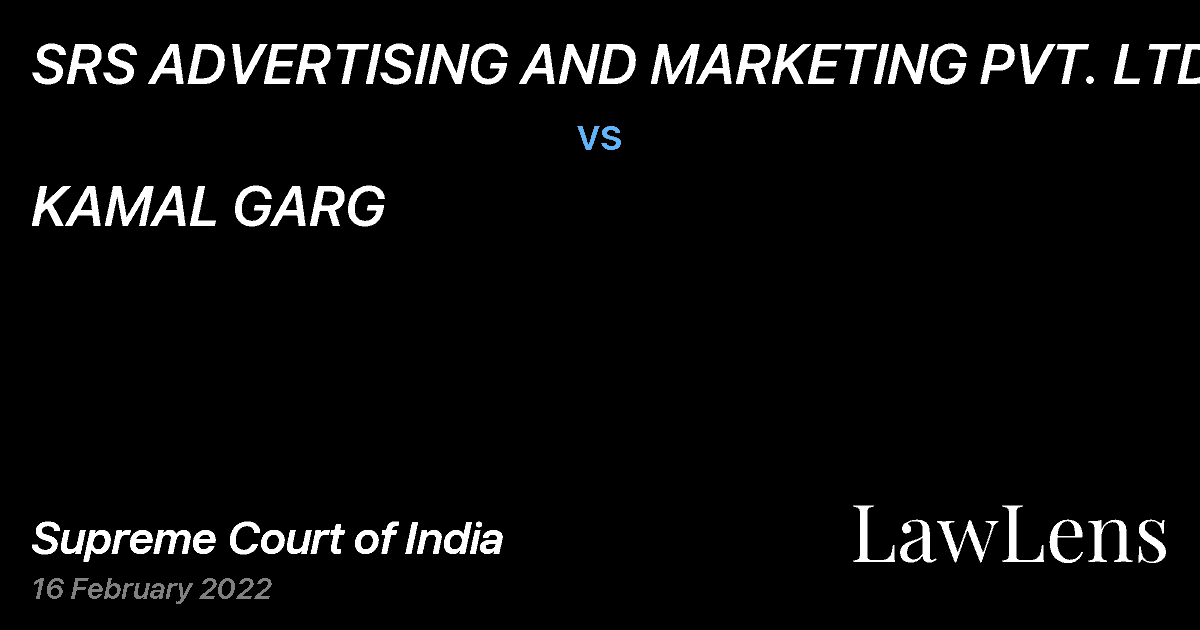 Preview image for SRS ADVERTISING AND MARKETING PVT. LTD vs. KAMAL GARG