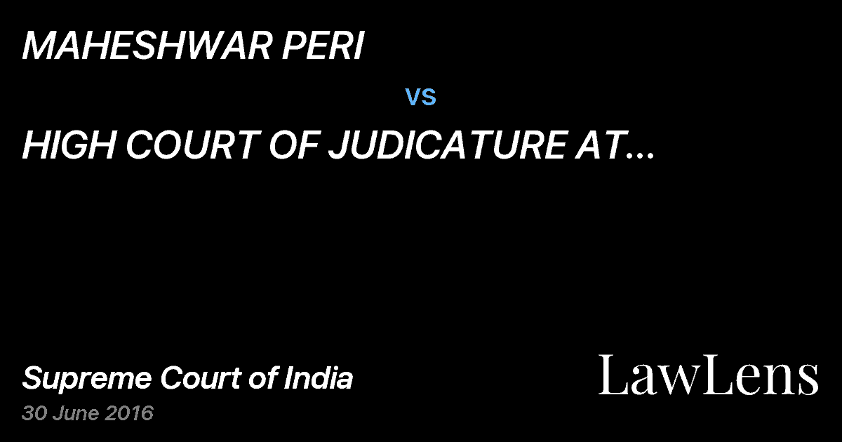 Preview image for MAHESHWAR PERI vs. HIGH COURT OF JUDICATURE AT ALLAHABAD THROUGH REGISTRAR GENERAL