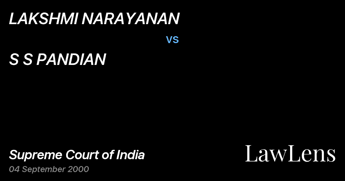 Preview image for LAKSHMI NARAYANAN vs. S S PANDIAN