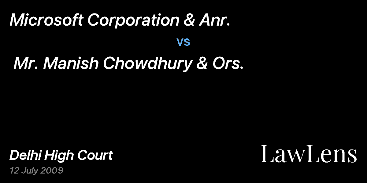 Preview image for Microsoft Corporation & Anr. vs. Mr. Manish Chowdhury & Ors.