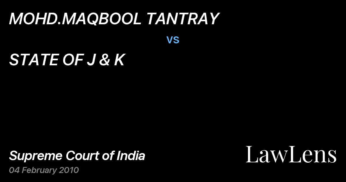 Preview image for MOHD.MAQBOOL TANTRAY vs. STATE OF J & K