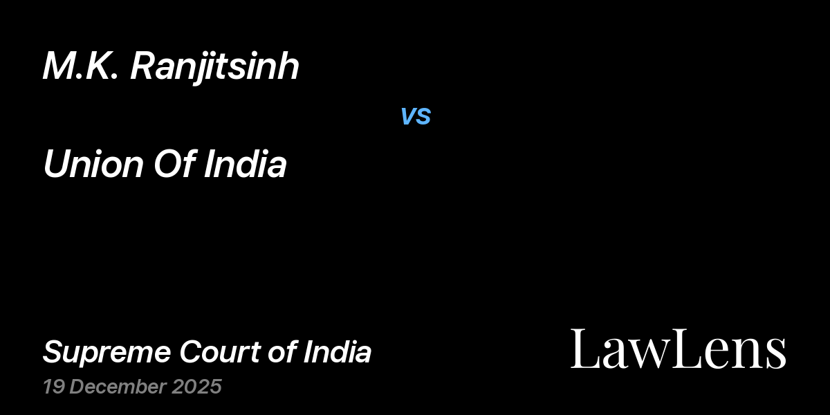 Preview image for M.K. Ranjitsinh vs. Union Of India