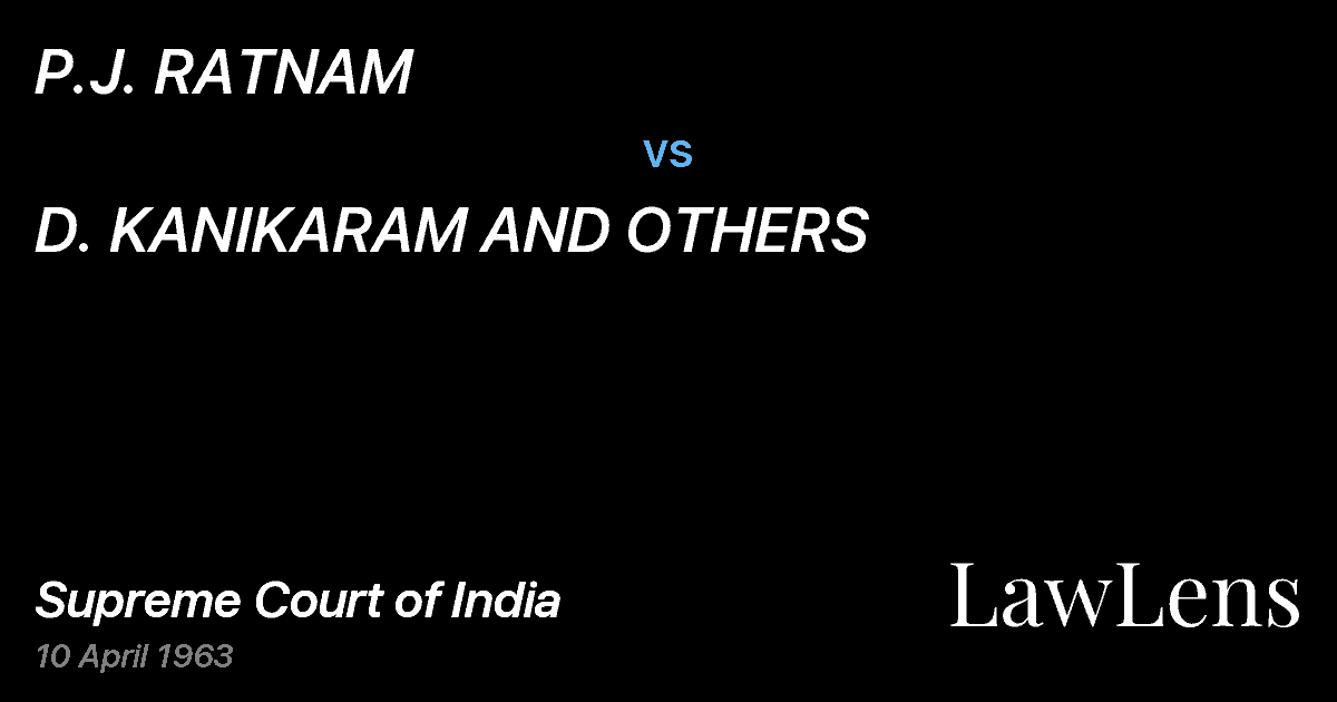 Preview image for P.J. RATNAM vs. D. KANIKARAM AND OTHERS