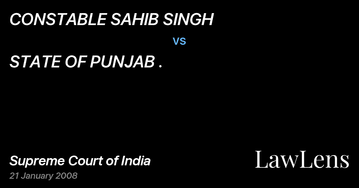 Preview image for CONSTABLE SAHIB SINGH vs. STATE OF PUNJAB .