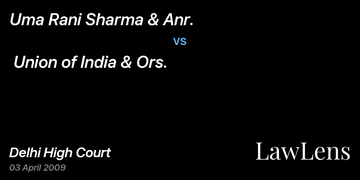 Preview image for Uma Rani Sharma & Anr. vs. Union of India & Ors.