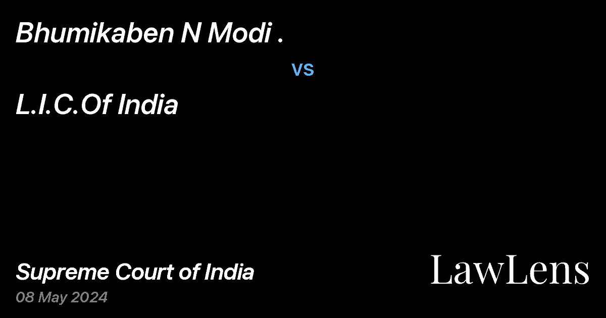 Preview image for Bhumikaben N Modi . vs. L.I.C.Of India