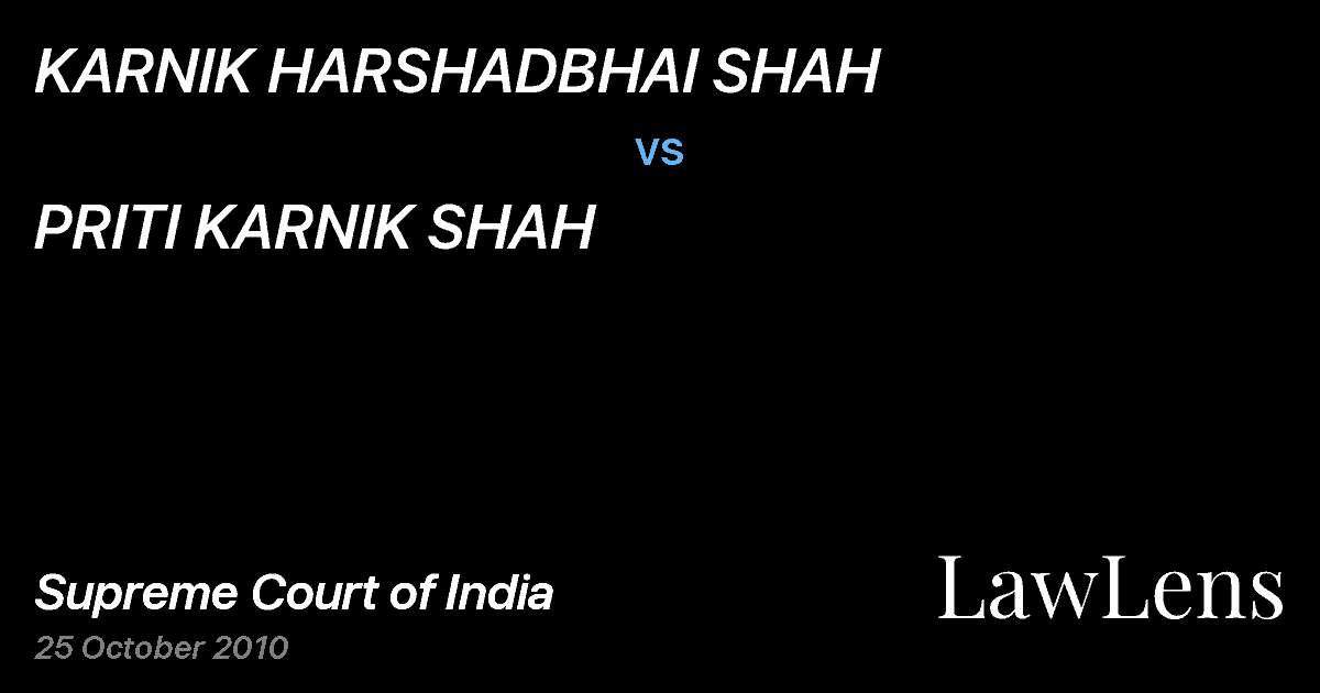 Preview image for KARNIK HARSHADBHAI SHAH vs. PRITI KARNIK SHAH