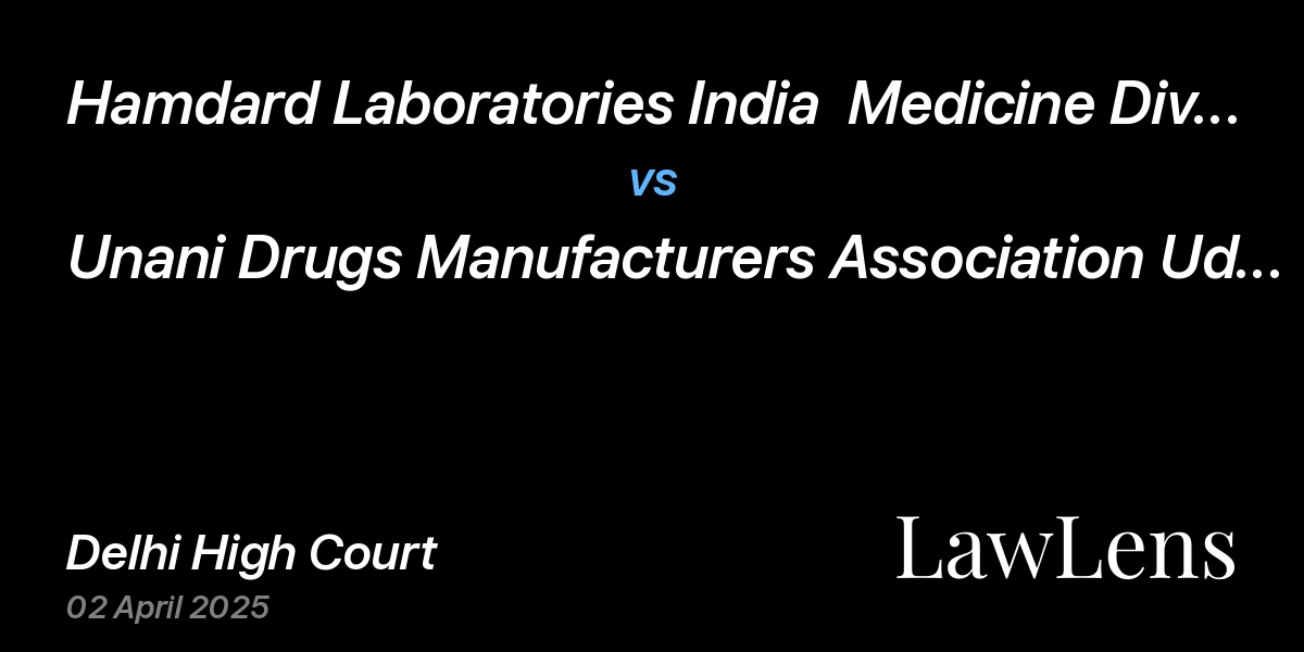 Preview image for Hamdard Laboratories India  Medicine Division vs. Unani Drugs Manufacturers Association Udma