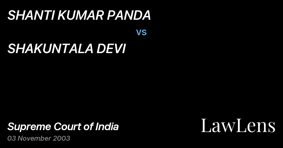 Preview image for SHANTI KUMAR PANDA vs. SHAKUNTALA DEVI