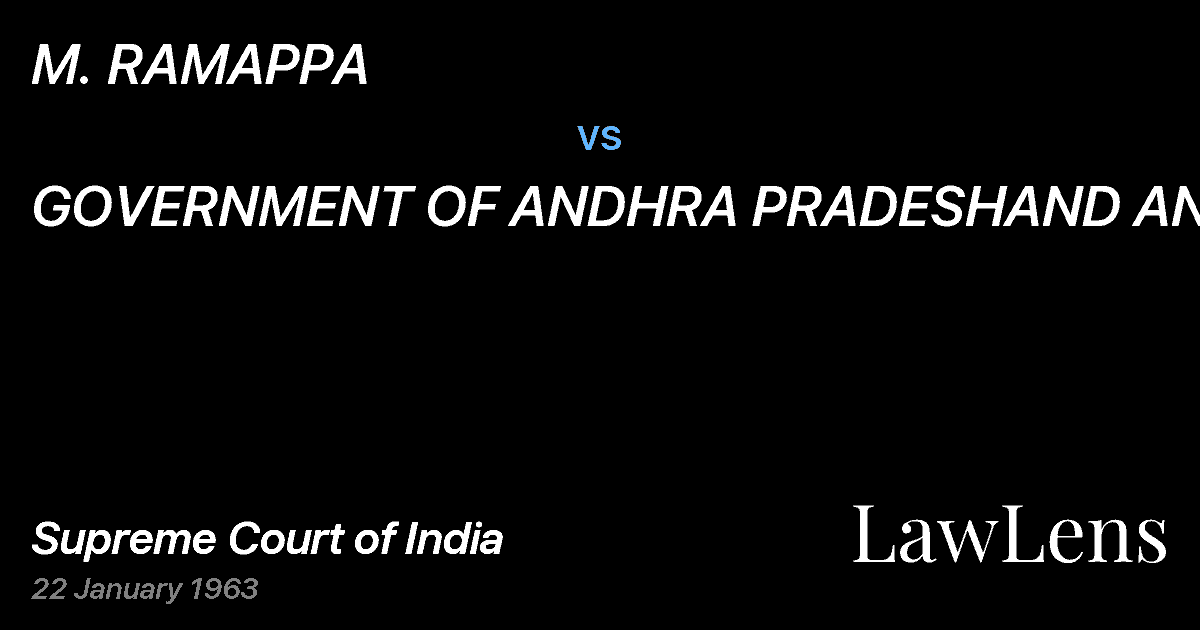 Preview image for M. RAMAPPA vs. GOVERNMENT OF ANDHRA PRADESHAND ANOTHER