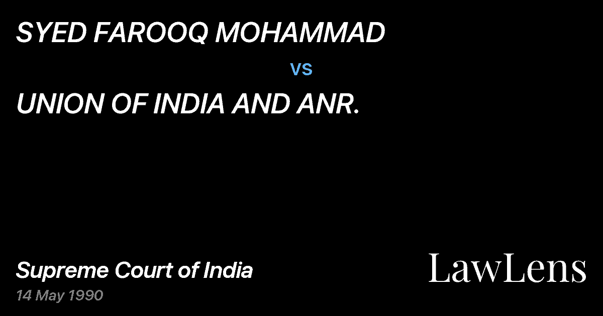 Preview image for SYED FAROOQ MOHAMMAD vs. UNION OF INDIA AND ANR.