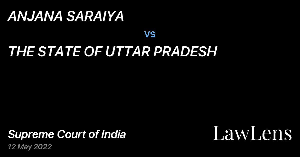 Preview image for ANJANA SARAIYA vs. THE STATE OF UTTAR PRADESH