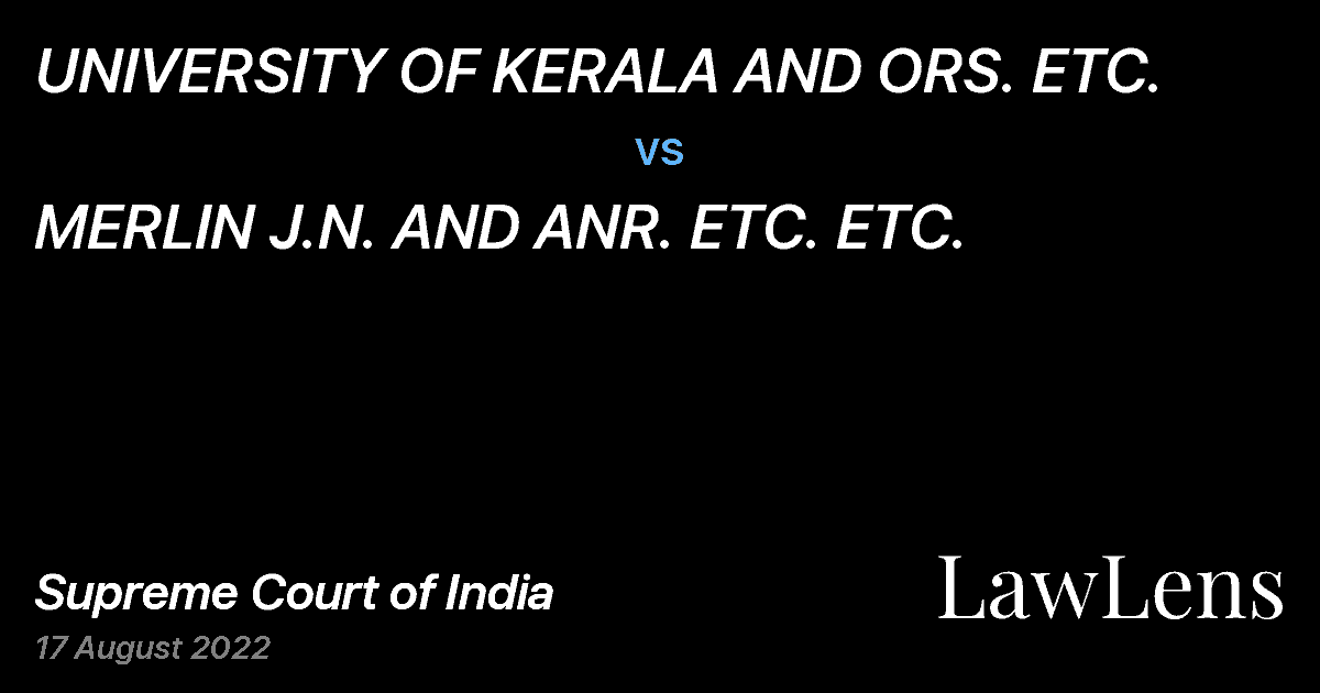 Preview image for UNIVERSITY OF KERALA AND ORS. ETC. vs. MERLIN J.N. AND ANR. ETC. ETC.