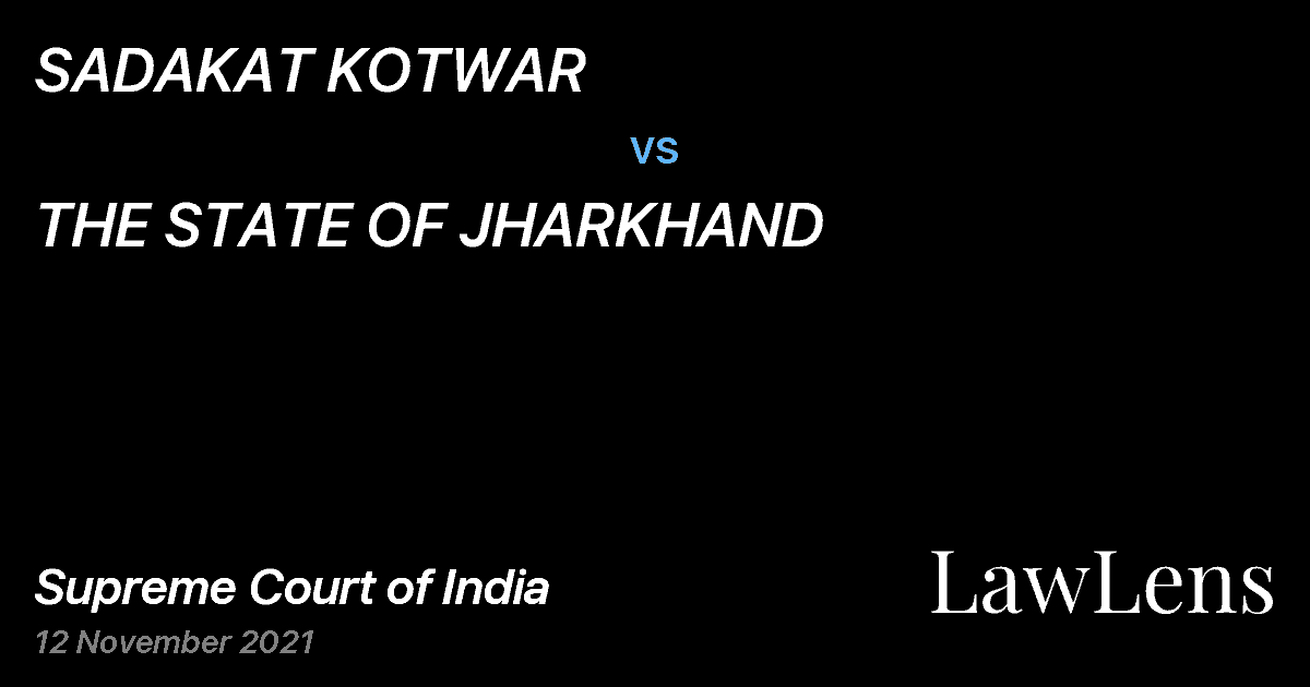 Preview image for SADAKAT KOTWAR vs. THE STATE OF JHARKHAND